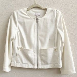 Laundry Shelli Segal Striped Blazer Women 6 Full Zip‎ Up Front Padded Shoulders